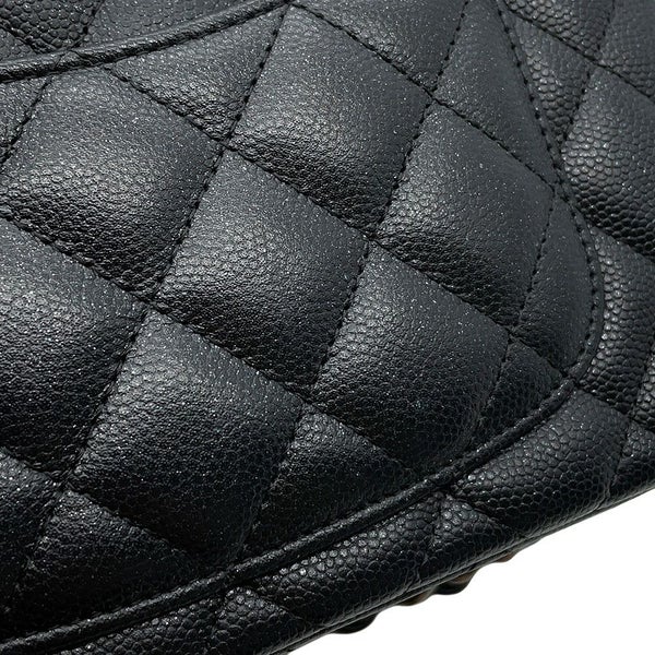 シャネル チェーンショルダーバッグ ココマーク ミニ マトラッセ 20 キャビアスキン A69900 CHANEL ラメ加工 黒