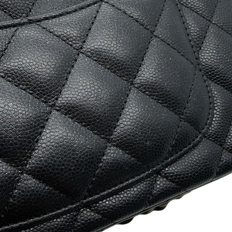 シャネル チェーンショルダーバッグ ココマーク ミニ マトラッセ 20 キャビアスキン A69900 CHANEL ラメ加工 黒