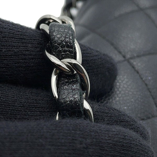 シャネル チェーンショルダーバッグ ココマーク ミニ マトラッセ 20 キャビアスキン A69900 CHANEL ラメ加工 黒