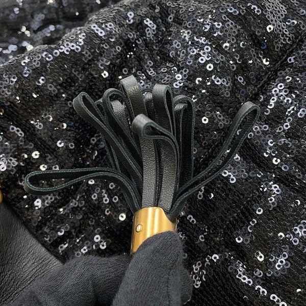 ドルチェ＆ガッバーナ チェーントートバッグ スパンコール レザー DOLCE&GABBANA タッセル 黒