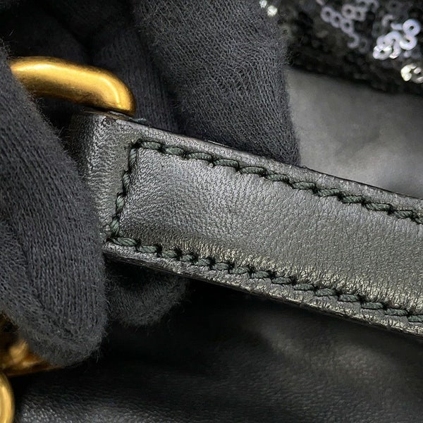 ドルチェ＆ガッバーナ チェーントートバッグ スパンコール レザー DOLCE&GABBANA タッセル 黒