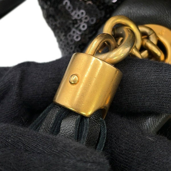 ドルチェ＆ガッバーナ チェーントートバッグ スパンコール レザー DOLCE&GABBANA タッセル 黒