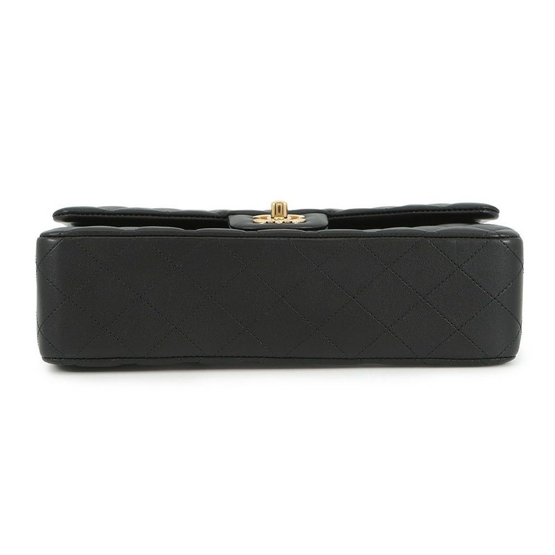 シャネル チェーンショルダーバッグ マトラッセ25 ココマーク ダブルチェーン ラムスキン A01112 CHANEL 黒
