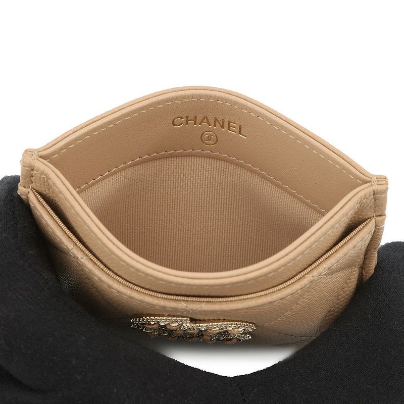 シャネル カードケース マトラッセ ココマーク キャビアスキン ラインストーン AP2737 CHANEL 定期入れ パスケース