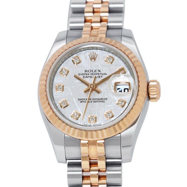 ロレックス デイトジャスト SS/K18PG 179171G ROLEX 腕時計 レディース メテオライト文字盤 10Pダイヤ