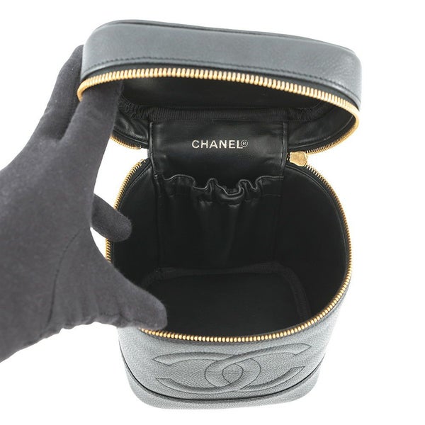 シャネル バニティバッグ ココマーク 縦型 キャビアスキン A01998 CHANEL 化粧ポーチ コスメポーチ 黒