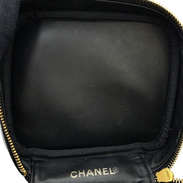 シャネル バニティバッグ ココマーク 縦型 キャビアスキン A01998 CHANEL 化粧ポーチ コスメポーチ 黒