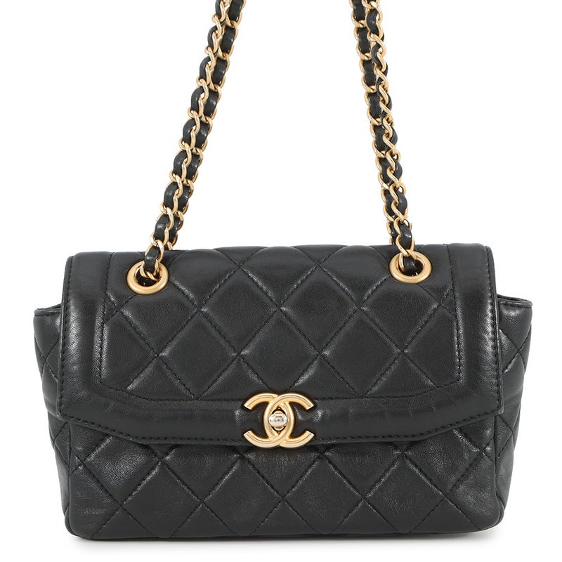 シャネル チェーンショルダーバッグ ココマーク マトラッセ ラムスキン AS5259 CHANEL 黒