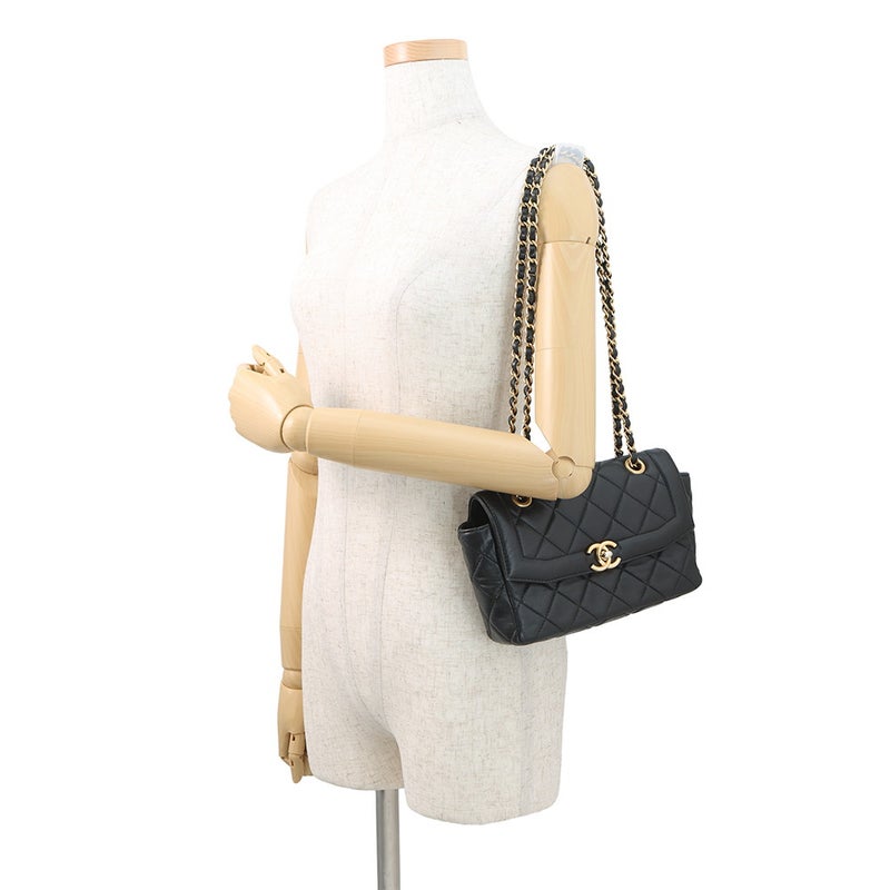 シャネル チェーンショルダーバッグ ココマーク マトラッセ ラムスキン AS5259 CHANEL 黒