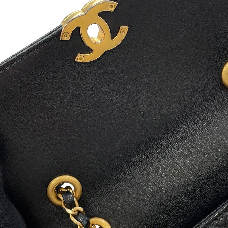 シャネル チェーンショルダーバッグ ココマーク マトラッセ ラムスキン AS5259 CHANEL 黒