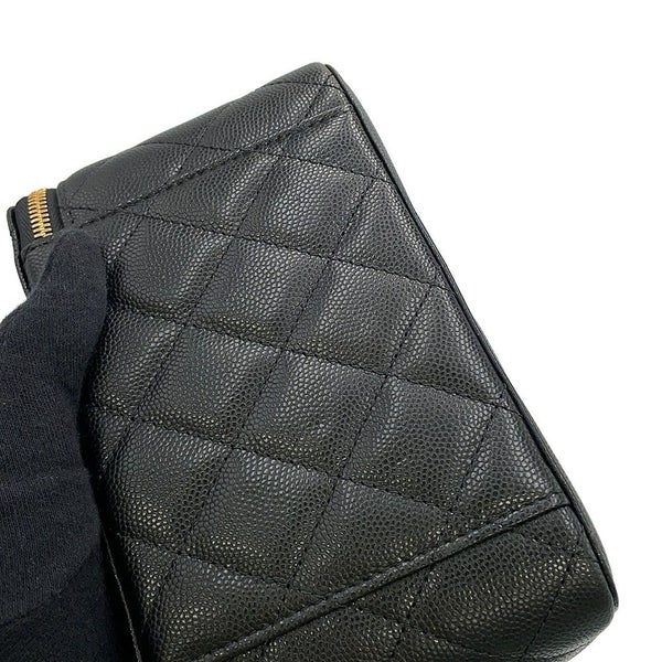 シャネル チェーンショルダーバッグ バニティケース ココマーク マトラッセ キャビアスキン AP1341 CHANEL 黒