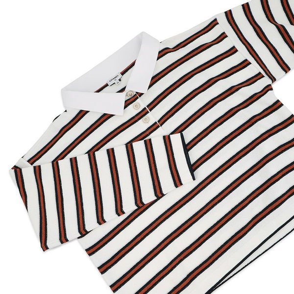 シャネル ポロシャツ プルオーバー ボーダー レディースサイズ40 P81087 CHANEL トップス 2025/26年 クルーズ コレクション