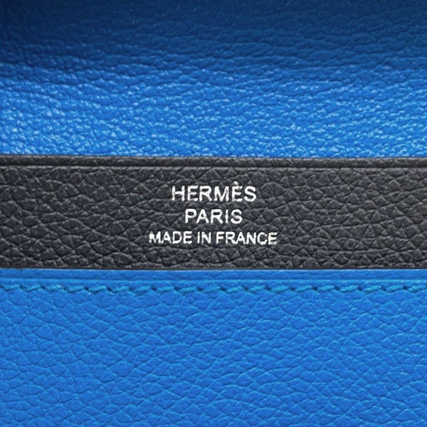 エルメス カードケース RMS ブルーロイヤル/ブラック/シルバー金具 エバーカラー W刻印 HERMES 名刺入れ