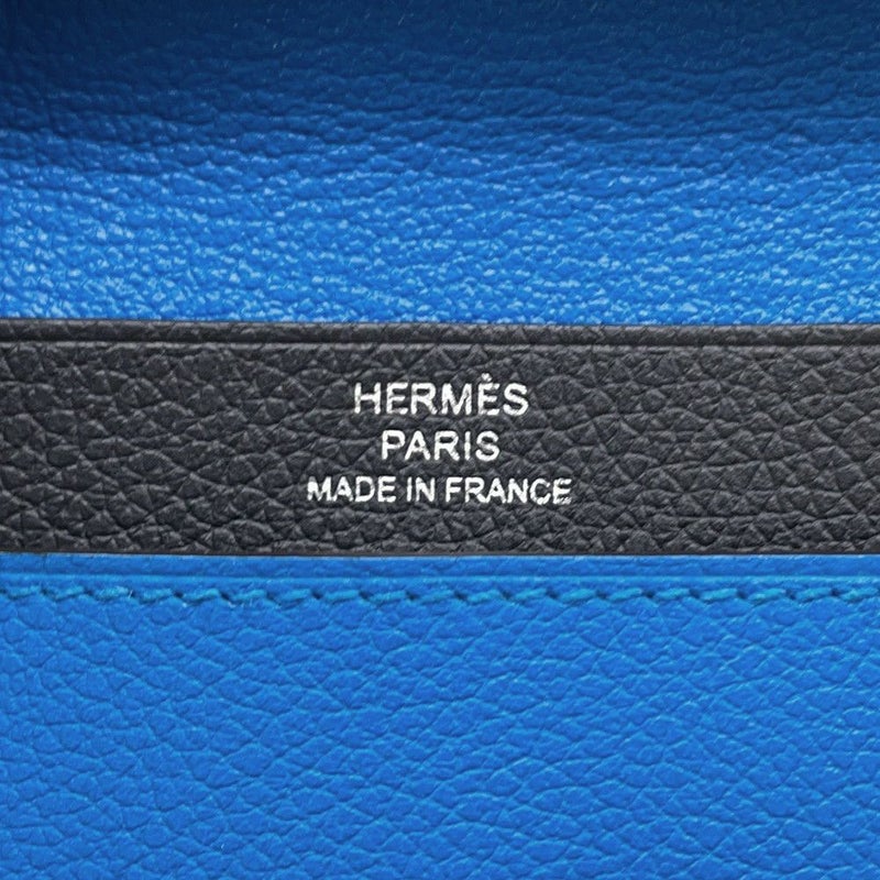エルメス カードケース RMS ブルーロイヤル/ブラック/シルバー金具 エバーカラー W刻印 HERMES 名刺入れ