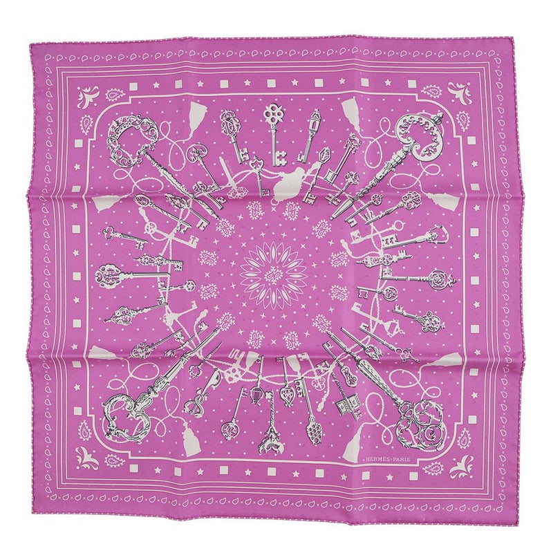 エルメス スカーフ カレ55レ・クレ Les Cles バンダナ HERMES シルクスカーフ ドット刺繍 2023春夏