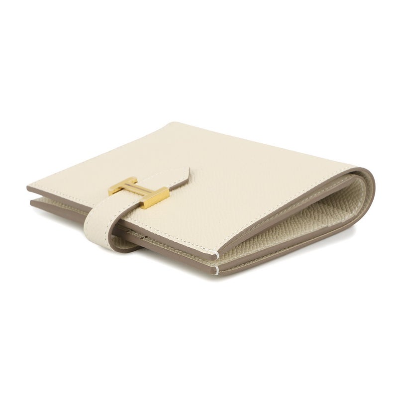エルメス 二つ折り財布 ベアンコンパクト クレ/ゴールド金具 エプソン K刻印