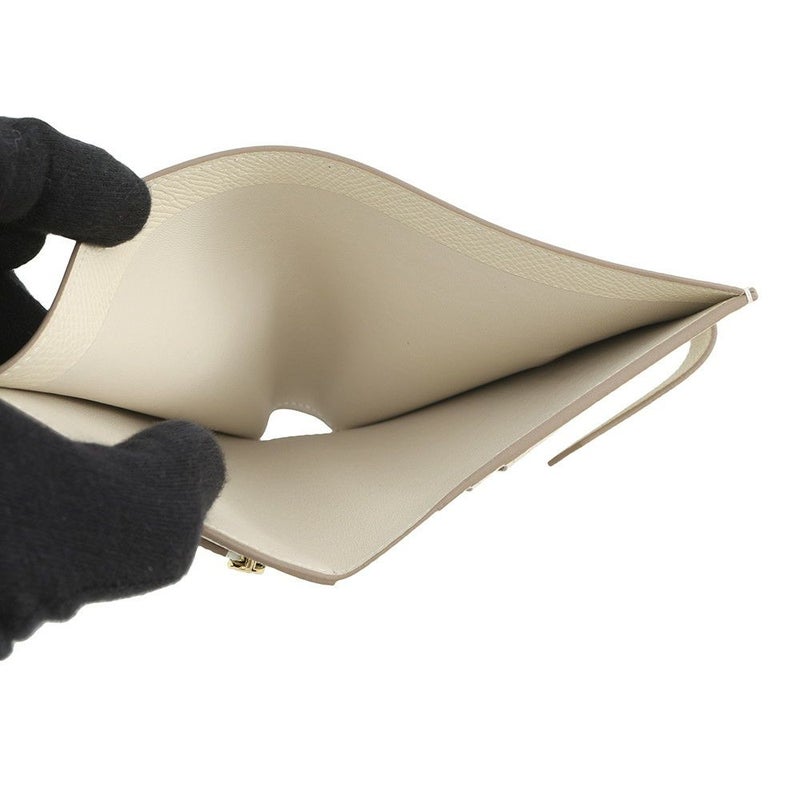 エルメス 二つ折り財布 ベアンコンパクト クレ/ゴールド金具 エプソン K刻印