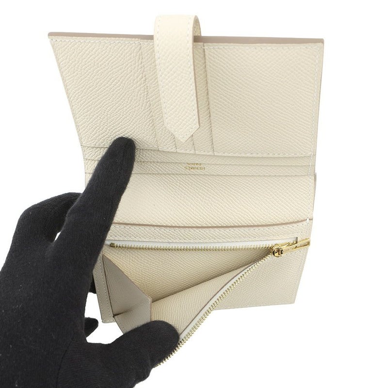 エルメス 二つ折り財布 ベアンコンパクト クレ/ゴールド金具 エプソン K刻印