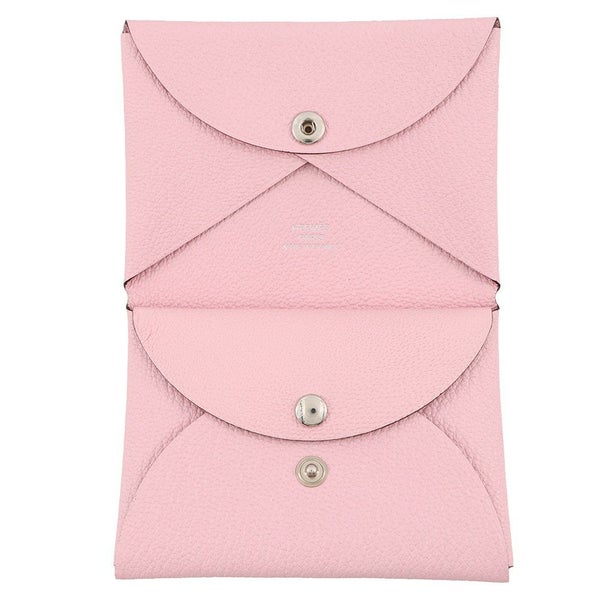 エルメス コインケース カルヴィ デュオ ローズサクラ/シルバー金具 シェブルミゾル K刻印 財布