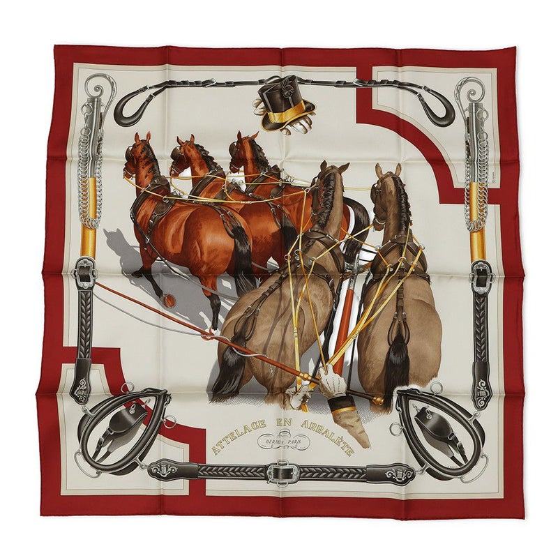 エルメス スカーフ カレ90 弓形連結 ATTELAGE EN ARBALETE HERMES シルク