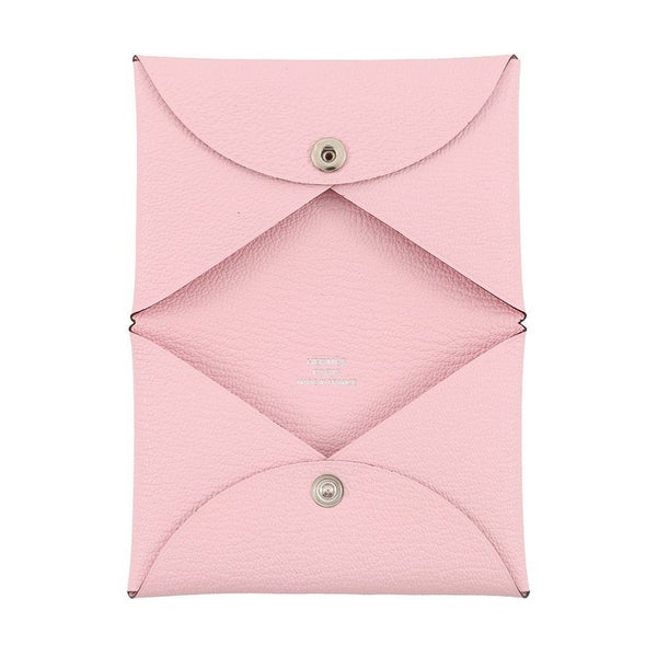 エルメス カードケース カルヴィ ローズサクラ シェブルミゾル W刻印 HERMES 名刺入れ