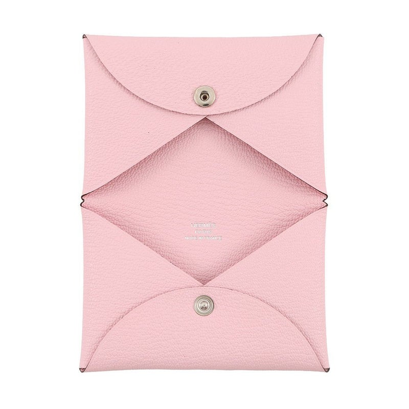 エルメス カードケース カルヴィ ローズサクラ シェブルミゾル W刻印 HERMES 名刺入れ