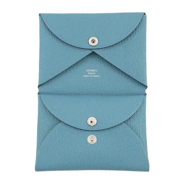 エルメス コインケース カルヴィ デュオ ニューブルージーン/シルバー金具 シェブルミゾル K刻印 財布