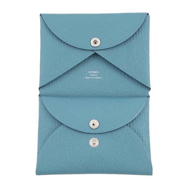 エルメス コインケース カルヴィ デュオ ニューブルージーン/シルバー金具 シェブルミゾル K刻印 財布