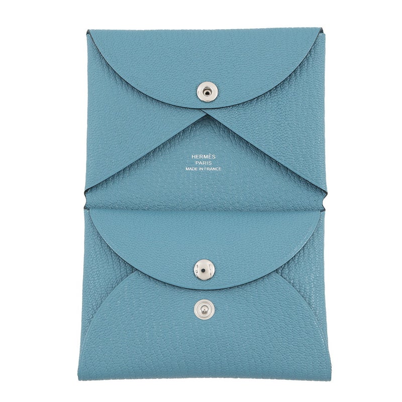エルメス コインケース カルヴィ デュオ ニューブルージーン/シルバー金具 シェブルミゾル K刻印 財布