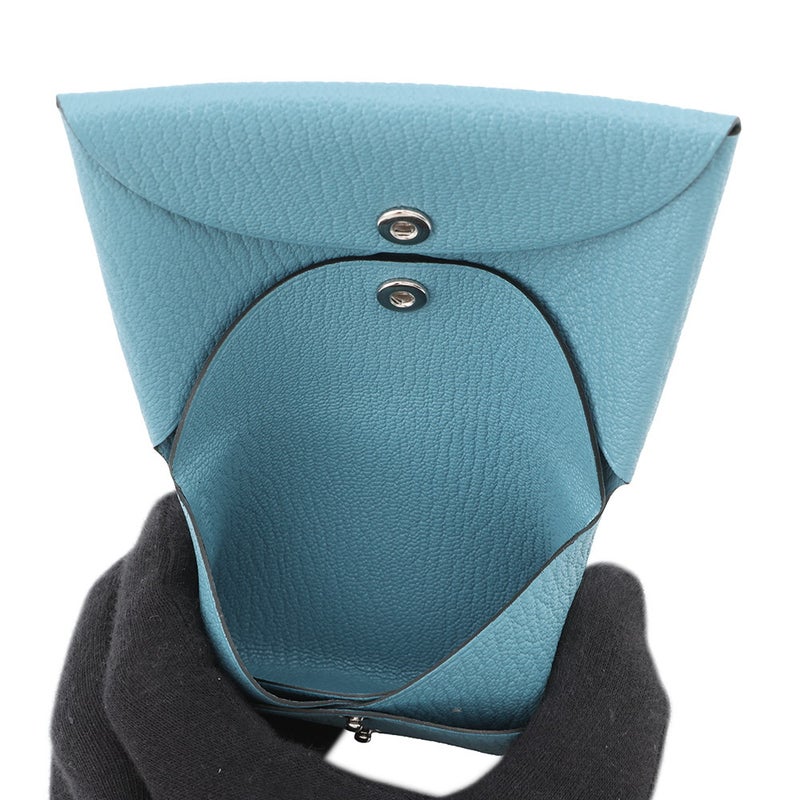 エルメス コインケース カルヴィ デュオ ニューブルージーン/シルバー金具 シェブルミゾル K刻印 財布