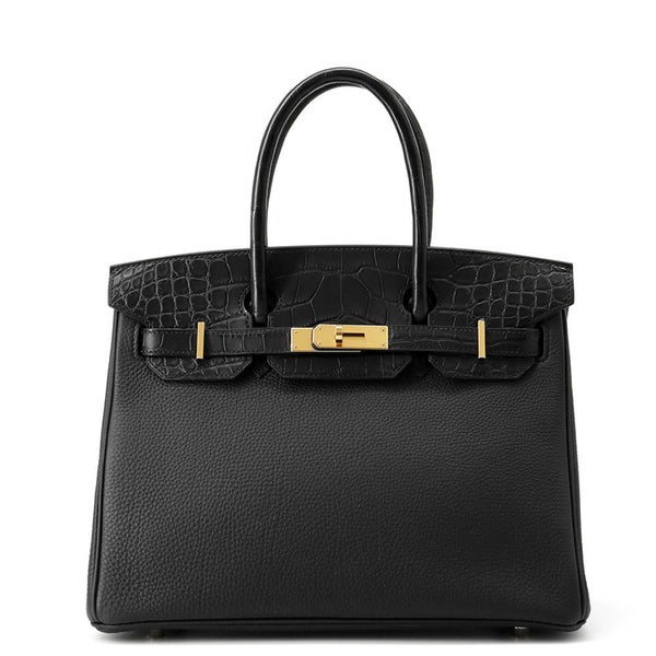 エルメス バーキン30 タッチ ブラック/ゴールド金具 トゴ/アリゲーターマット Y刻印 HERMES Birkin ハンドバッグ 黒