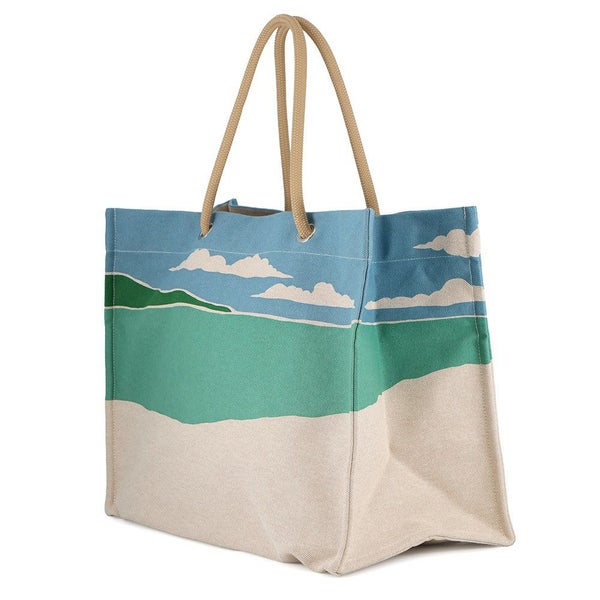 エルメス トートバッグ エスカル・ア・ラ・プラージュ プリント ゴールド/シルバー金具 トワルアッシュ HERMES ビーチバッグ