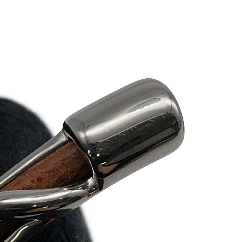 エルメス ブレスレット トルサード オープン バングル ブラウン/シルバー金具 サイズT4 HERMES アクセサリー