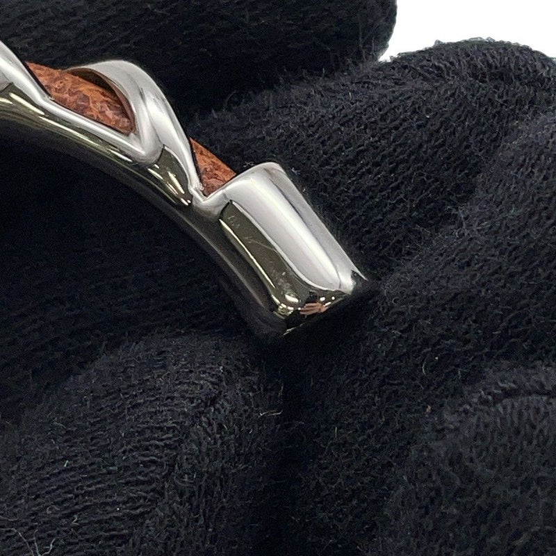 エルメス ブレスレット トルサード オープン バングル ブラウン/シルバー金具 サイズT4 HERMES アクセサリー