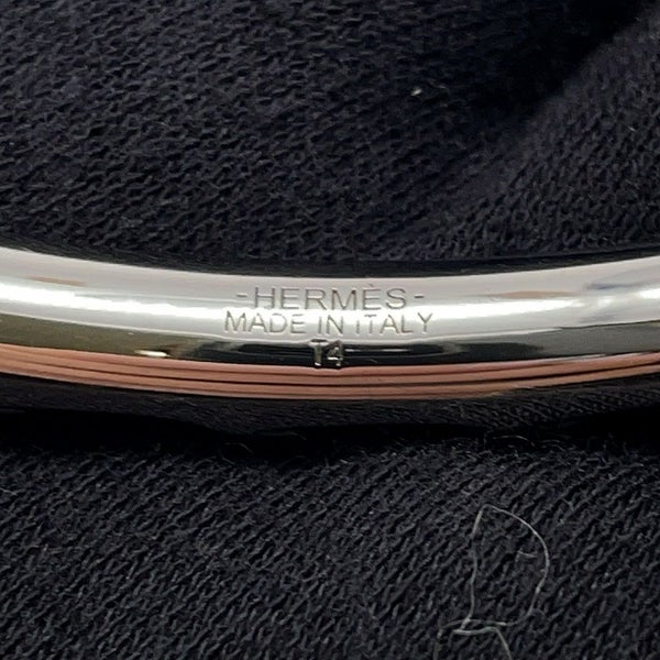エルメス ブレスレット トルサード オープン バングル ブラウン/シルバー金具 サイズT4 HERMES アクセサリー