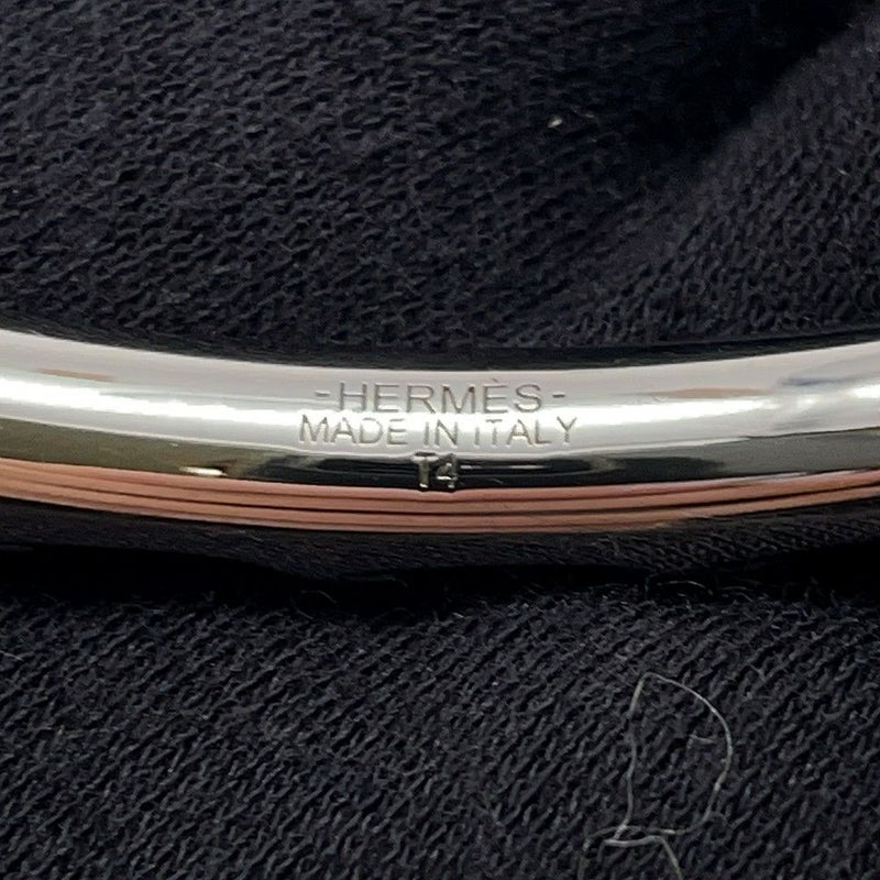 エルメス ブレスレット トルサード オープン バングル ブラウン/シルバー金具 サイズT4 HERMES アクセサリー