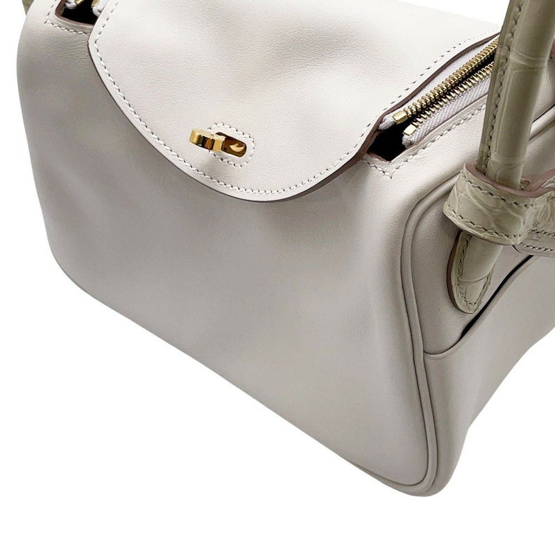 エルメス リンディ ミニ パールグレー/べトン/ゴールド金具 スイフト/アリゲーターマット W刻印 2wayショルダー