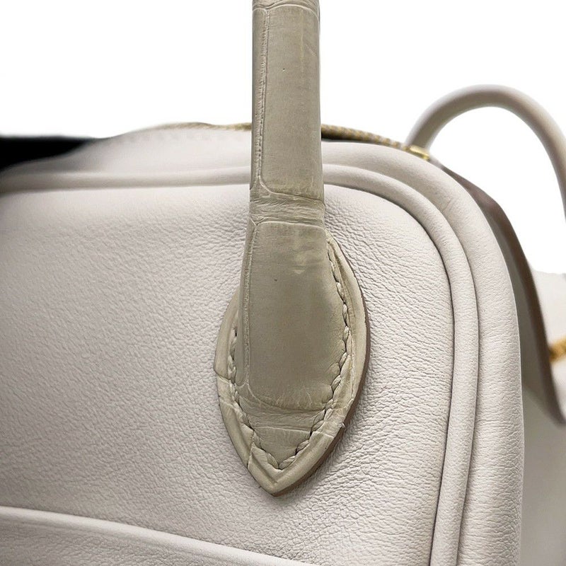 エルメス リンディ ミニ パールグレー/べトン/ゴールド金具 スイフト/アリゲーターマット W刻印 2wayショルダー