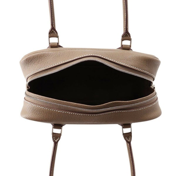 エルメス ハンドバッグ プリュム ミニ エトゥープ/シルバー金具 シェブルミゾル K刻印 HERMES バッグ シェーブル