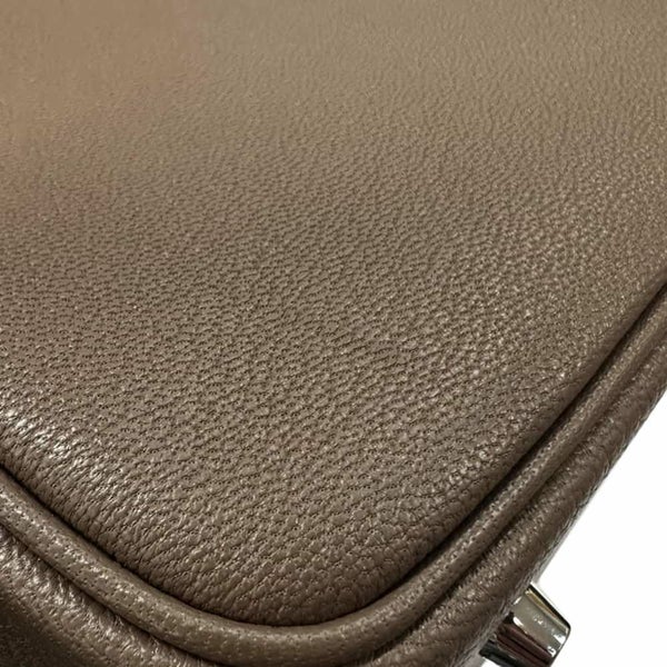 エルメス ハンドバッグ プリュム ミニ エトゥープ/シルバー金具 シェブルミゾル K刻印 HERMES バッグ シェーブル