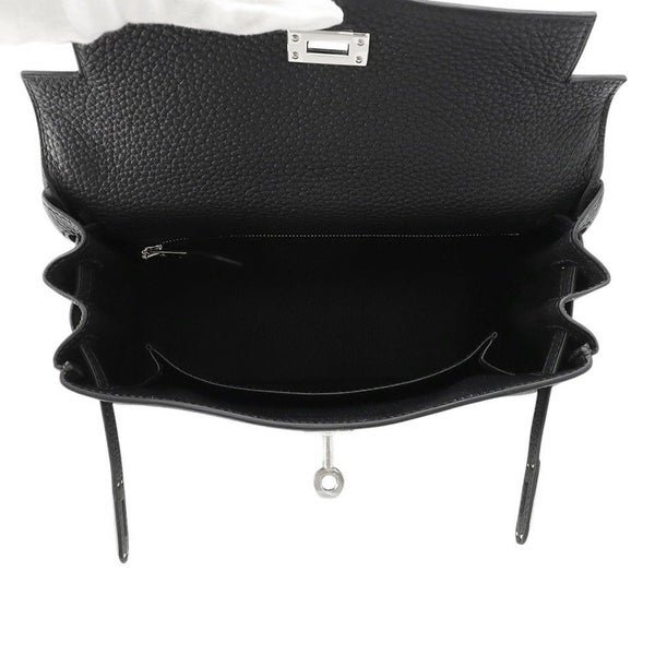 エルメス ハンドバッグ ケリー25 内縫い ブラック/シルバー金具 トゴ K刻印 2wayショルダー 黒