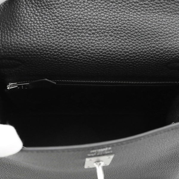 エルメス ハンドバッグ ケリー25 内縫い ブラック/シルバー金具 トゴ K刻印 2wayショルダー 黒