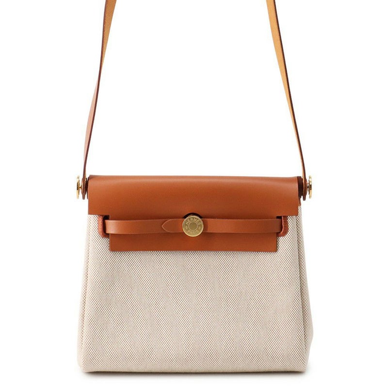 エルメス ショルダーバッグ エールバッグジップ ミニ フォーブ/エクリュ/ゴールド金具 トワルアッシュ/ヴァッシュハンター K刻印