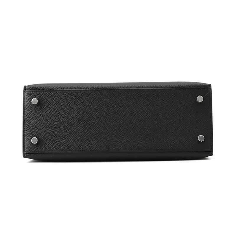 エルメス ハンドバッグ ケリー25 外縫い ブラック/シルバー金具 エプソン K刻印 2wayショルダー 黒