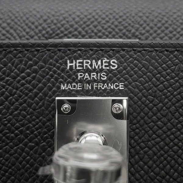 エルメス ハンドバッグ ケリー25 外縫い ブラック/シルバー金具 エプソン K刻印 2wayショルダー 黒