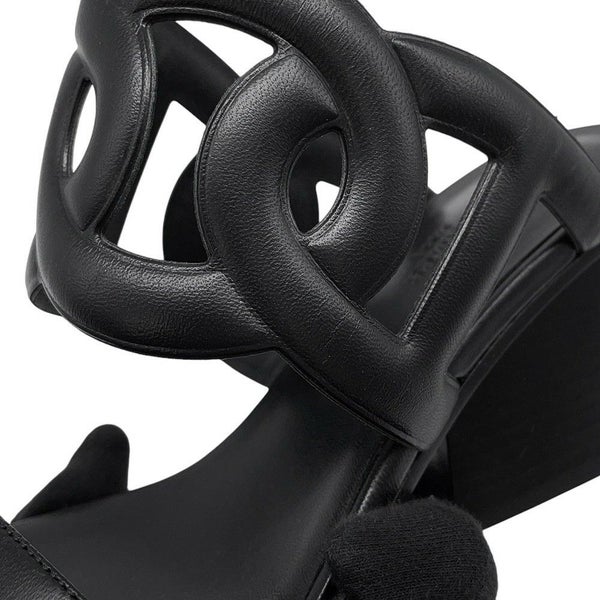 エルメス サンダル リパリ70 レザー レディースサイズ38 1/2 HERMES 黒