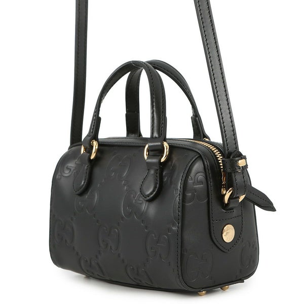 グッチ ショルダーバッグ GG レザー スーパーミニ ハンドバッグ 790130 GUCCI 2way 黒