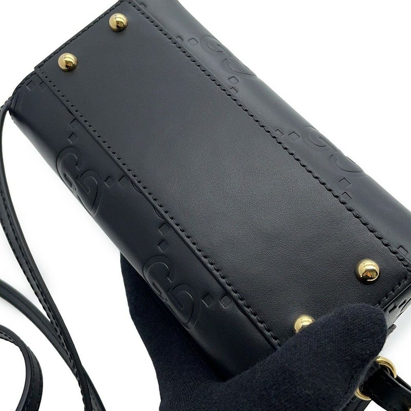 グッチ ショルダーバッグ GG レザー スーパーミニ ハンドバッグ 790130 GUCCI 2way 黒