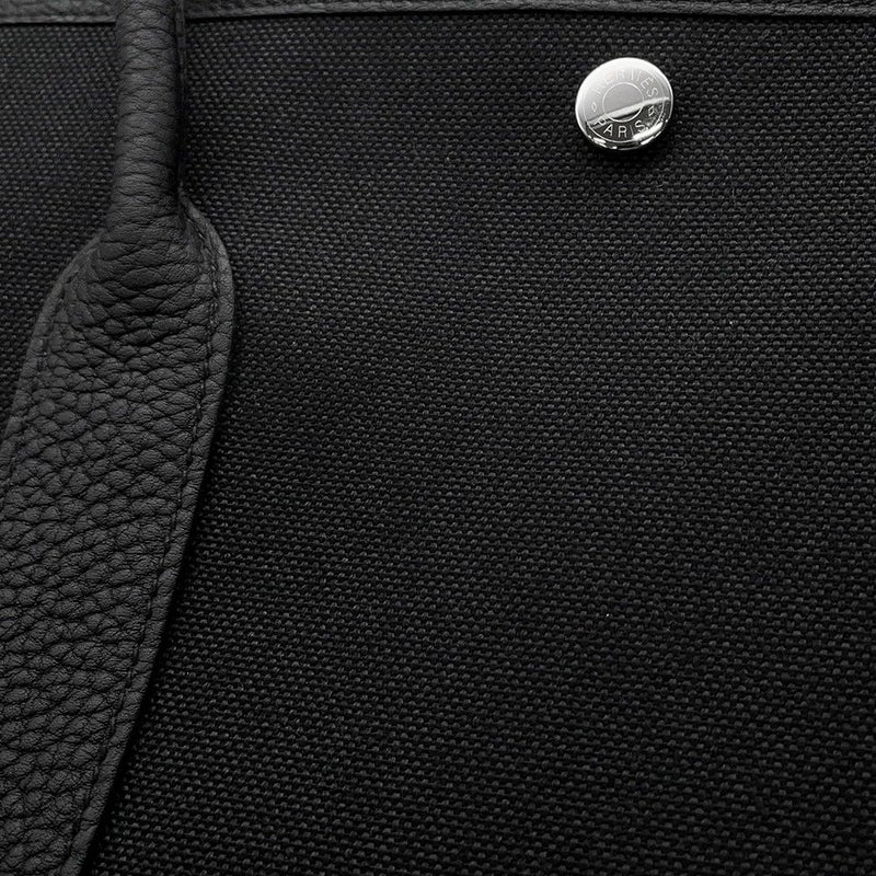 エルメス トートバッグ ガーデンパーティPM ブラック/シルバー金具 トワルミリタリー/ネゴンダ K刻印 黒