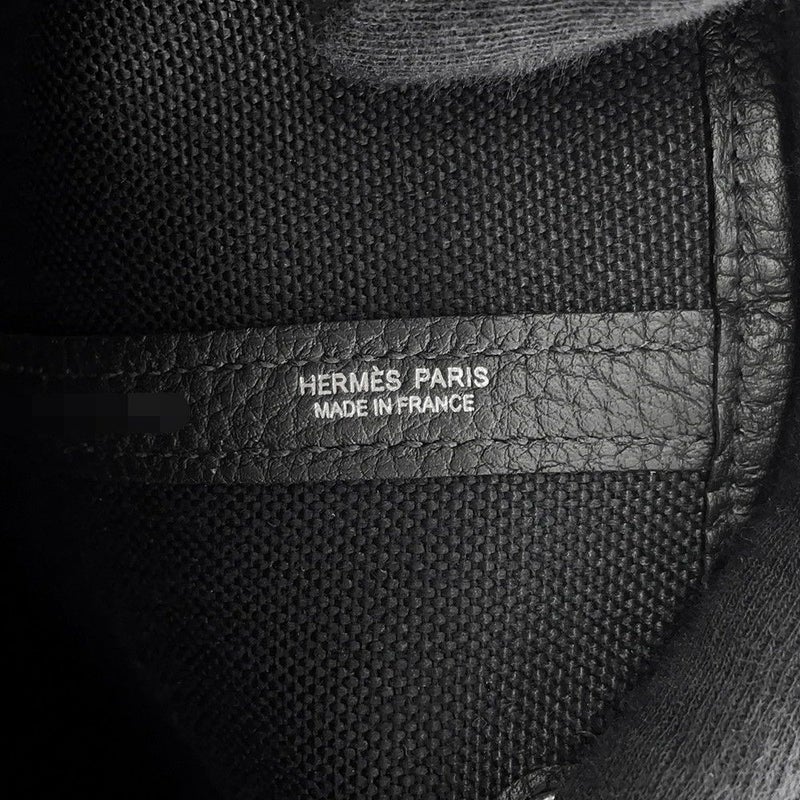 エルメス トートバッグ ガーデンパーティPM ブラック/シルバー金具 トワルミリタリー/ネゴンダ K刻印 黒